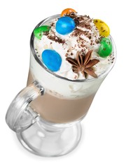 frappuccino topping with whip cream and cookie
