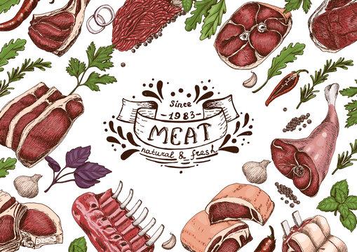 Horizontal background with meats