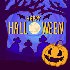 Halloween full moon concept background. Hand drawn illustration of halloween full moon vector concept background for web design