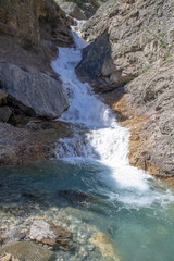 waterfall on the mountain in the Aragonese Pyrenees, Huesca, Spain