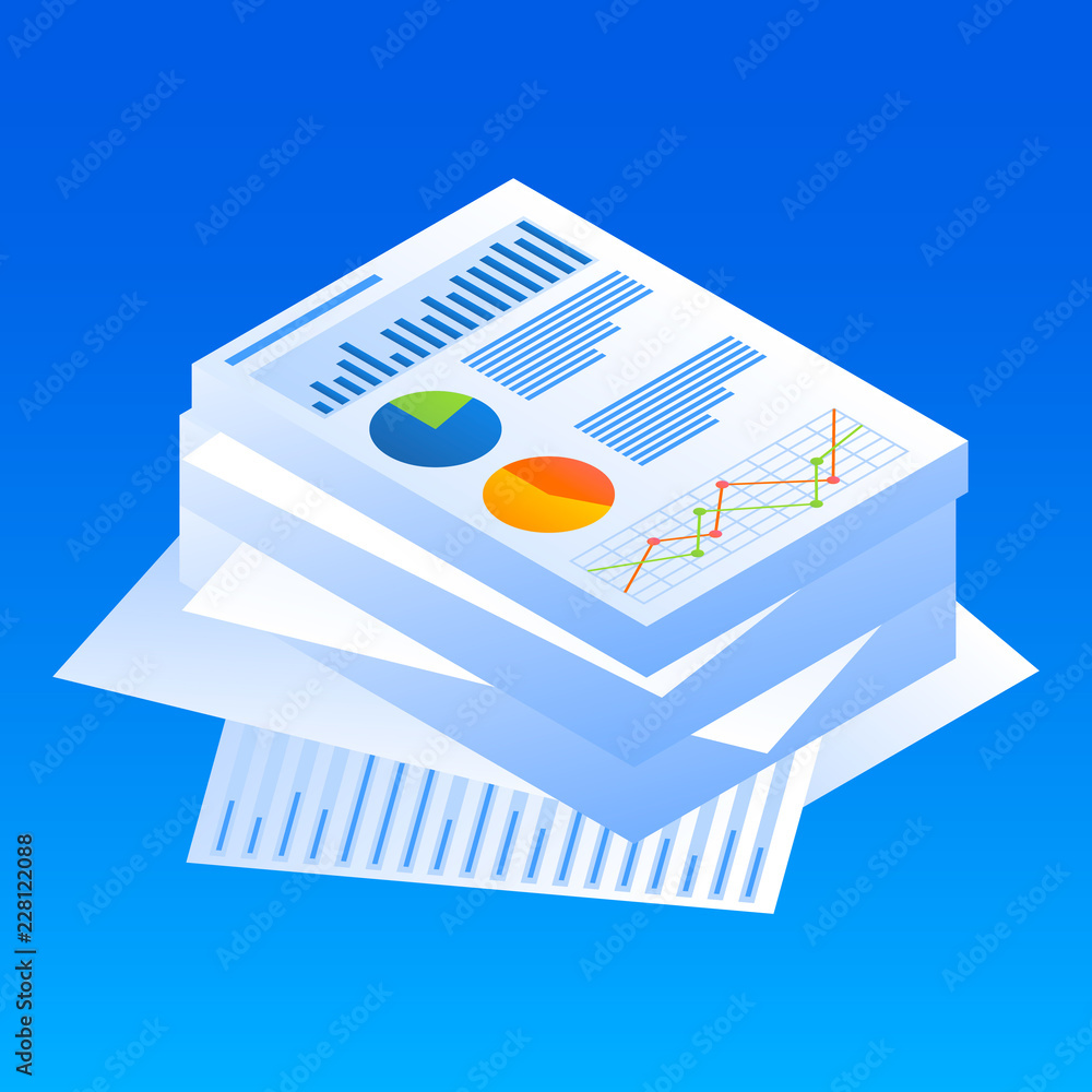 Poster finance graph paper icon. isometric of finance graph paper vector icon for web design isolated