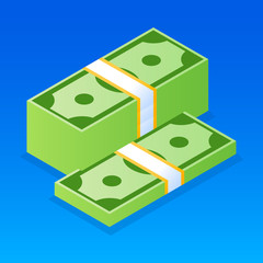 Dollar money stack icon. Isometric of dollar money stack vector icon for web design isolated