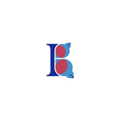 Stylized letter B with birds. Lettering for use in design