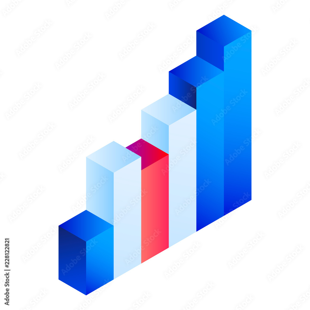 Poster Gradient chart icon. Isometric of gradient chart vector icon for web design isolated on white background