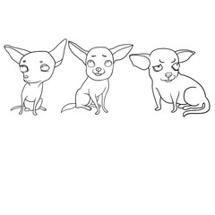Set of vector drawings, funny dogs, cartoon characters, moods and emotions