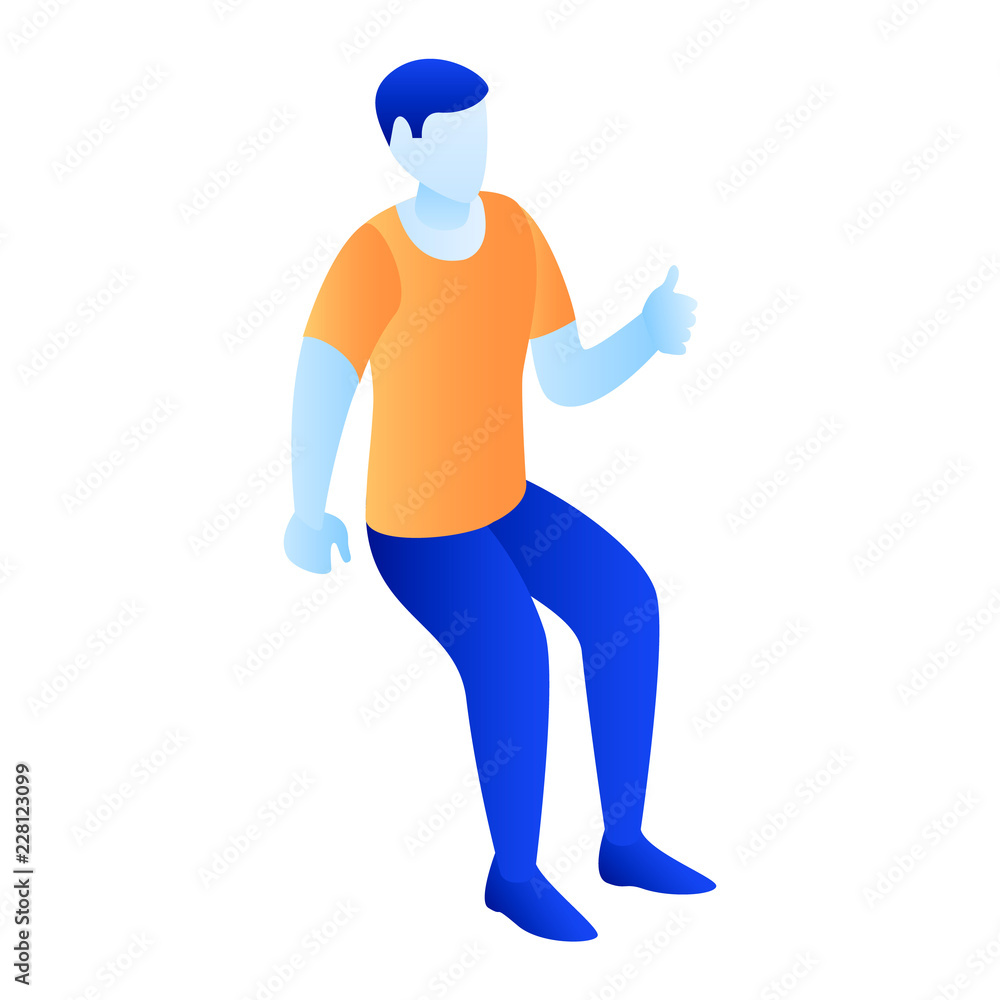 Poster man thumb up icon. isometric of man thumb up vector icon for web design isolated on white background