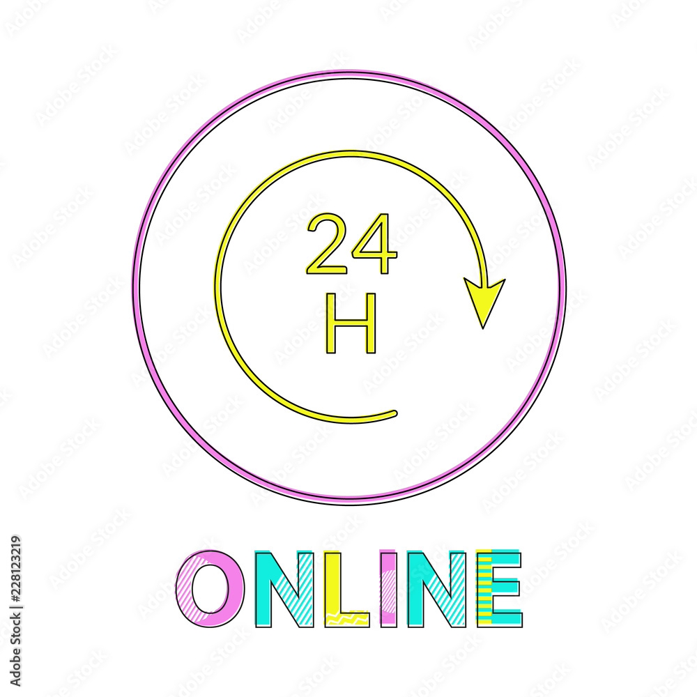 Poster online all day in linear outline style vector