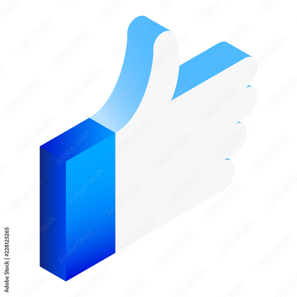 Poster thumb up icon. isometric of thumb up vector icon for web design isolated on white background