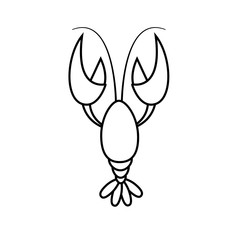 Red crayfish outline icon. Seafood clipart isolated on white background