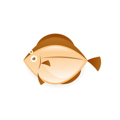 Flatfish cartoon icon. Seafood clipart isolated on white background