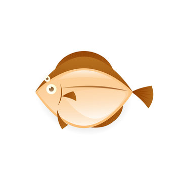 recommend clip art: Flatfish cartoon icon. Seafood clipart isolated on white background