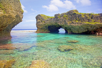 Natural arch over one of the Limu pools, Niue.