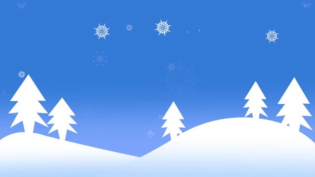 Christmas blue gradient background with animated snowflakes. Greeting card, holiday concepts