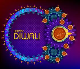 Happy Diwali light festival of India greeting background