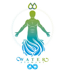 Vector illustration of human, athlete. Poseidon the god of sea and defender of all waters.