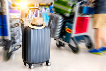 Hat on baggage at airport