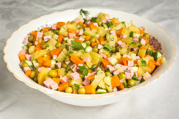 Delicious festive salad in the plate