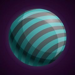 Cosmic striped planet icon. Cartoon of cosmic striped planet vector icon for web design isolated