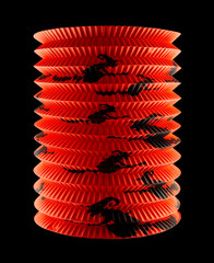 paper lantern of halloween witch on black