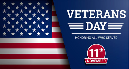 Happy veterans day concept background. Realistic illustration of happy veterans day vector concept background for web design