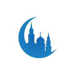 Mosque silhouette logo icon design template vector illustration
