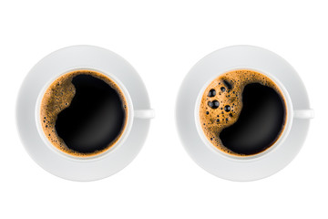 Two cups of coffee top view