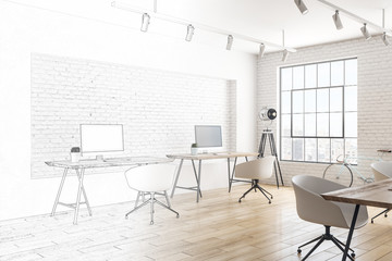 Unfinished coworking office
