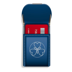 Credit card pocket icon. Realistic illustration of credit card pocket vector icon for web design
