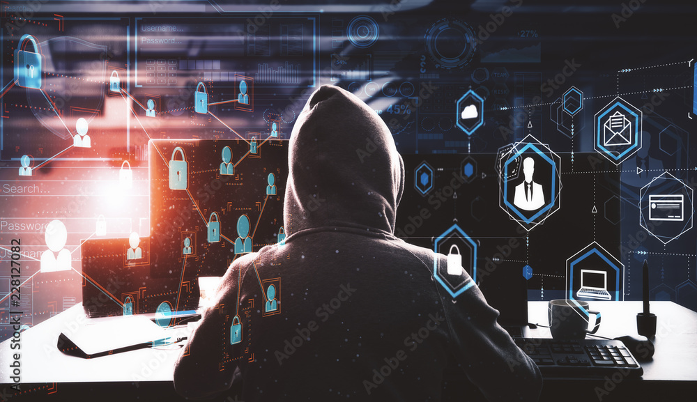 Poster hacking and technology concept
