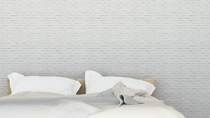 The interior minimal hotel bedroom 3d rendering 