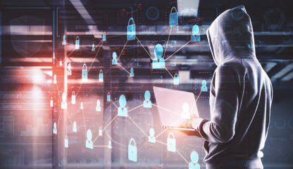 Hacking and criminal concept