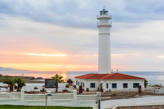Sunrise view of the Torrox lighthouse, Malaga