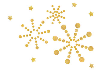 Glitter star and dot firework paper cut background - isolated