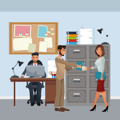 business characters in office scene