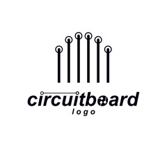 Vector abstract computer circuit board, technology element with connections. Electronics theme web design. Technology innovation logo.