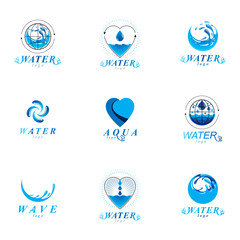 Sea wave splash vector symbol. Water is life theme. Living in harmony with nature concept.