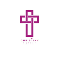 Obraz premium Christian Cross vector symbol, Christianity God religion icon.