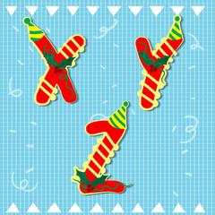 Set alphabets Xmas of simple color illustrations