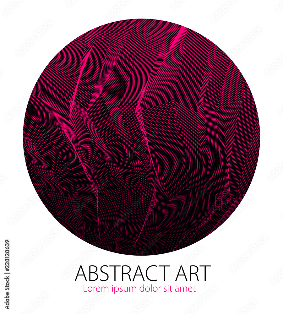 Aufkleber design artistic element of great lines surface texture in a shape of circle. vector abstract 3d pers