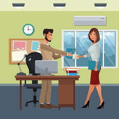 business characters in office scene