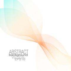 Abstract waving veil of delicate orange, turquoise tones. Vector elegant light wavy pattern. Soft gradient. Line art design element. Layout for invitations, posters, leaflets, flyers, brochures. EPS10