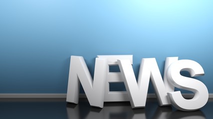 NEWS white at blue wall - 3D rendering