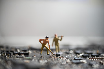 Miniature with laptop circuit board.