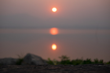 Fototapeta premium Beautiful sunset at Phayao lake, Thailand.