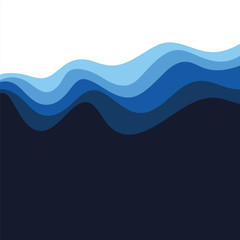 Paper wave background. Blue and white paper cut shapes background.