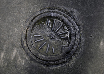 Dirty Wet Manhole Cover