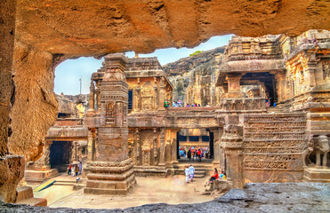 The Kailasa temple, cave 16 in Ellora complex. UNESCO world heritage site in Maharashtra, India