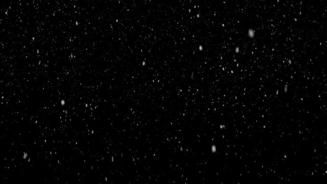 Winter snowfall. Uniform fall of soft snow on a black background. Ideal for a photo or video to simulate the winter weather. looped. Just put snow loop on top of your video and set blending mode