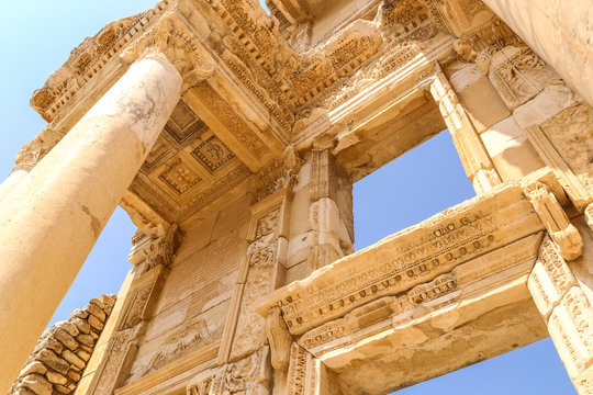 Celsus library facade details