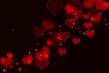 gradient red background with heart shape bokeh light